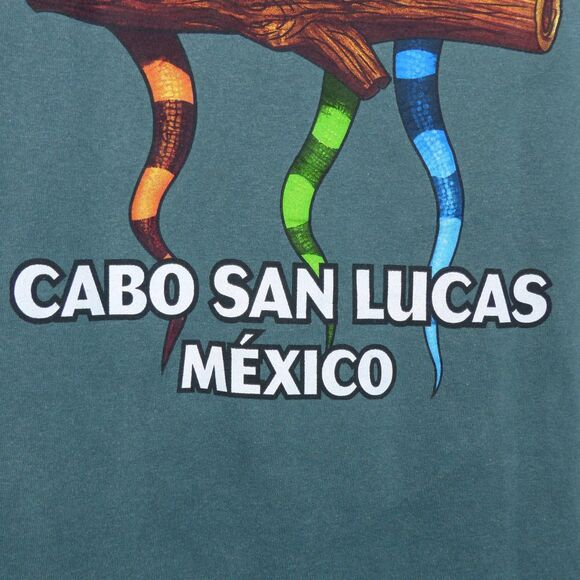 Cabo San Lucas Mexico T Shirt Mens L Green No Bad Days Lizard Graphic Jerzees - Picture 9 of 13